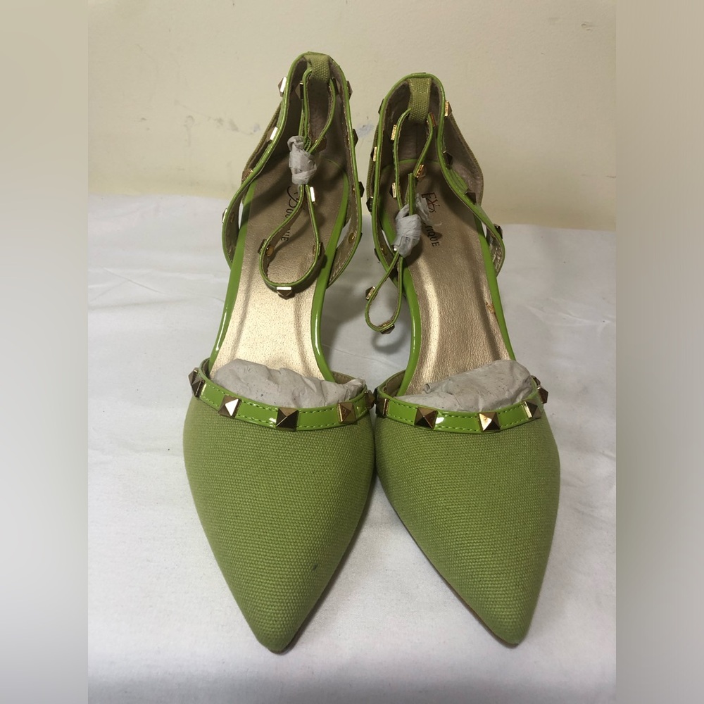 Especially Yours Women Stiletto Heels Pointy Toe Studded Pumps Strap Lime Green